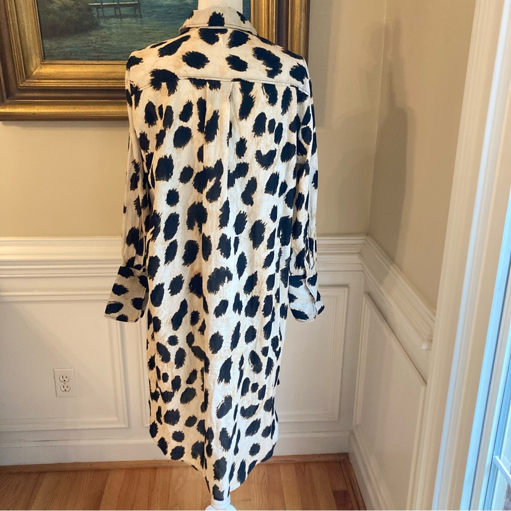 H&M Cotton Leopard Animal Print Shirt Dress - Picture 9 of 10
